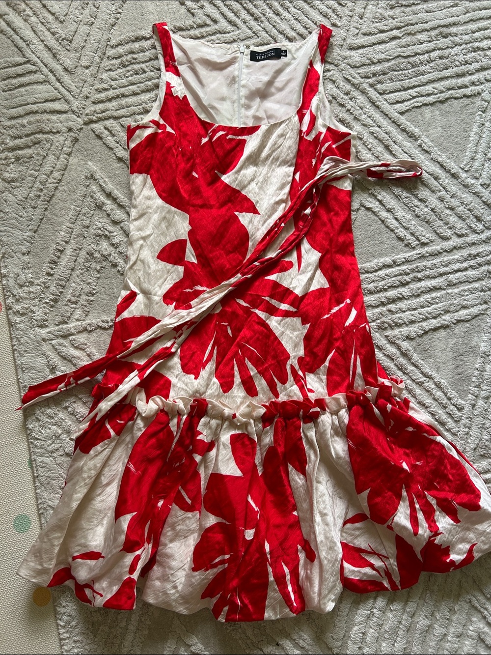 Teri Jon Red and White Floral Dress